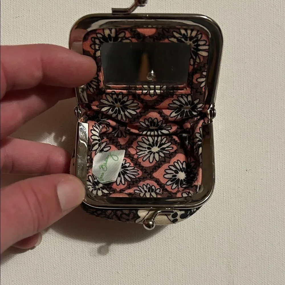 Vera Bradley Black and Cream Floral Cosmetic Case